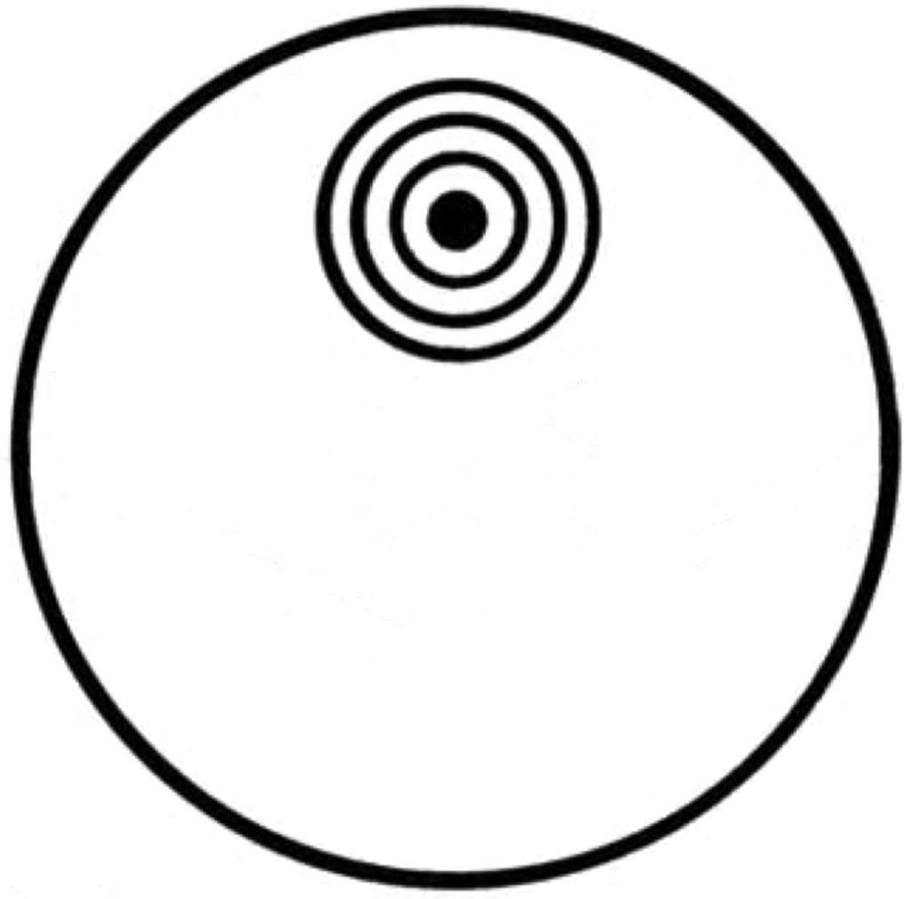 A black and white image of an object in the shape of a circle.