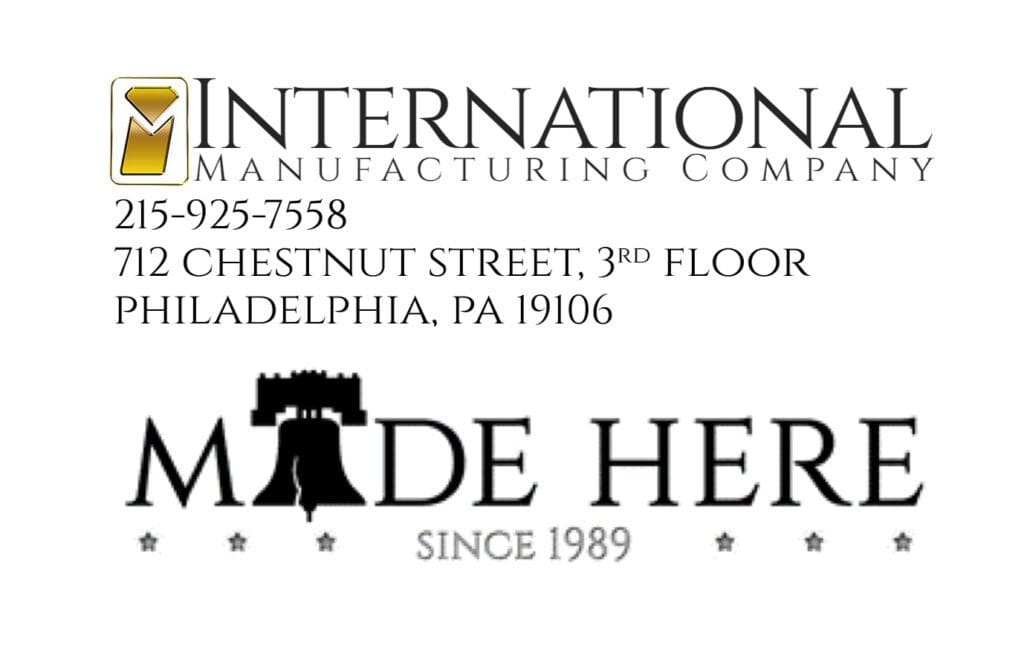 A logo of international manufacturing company and made here.