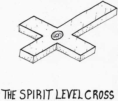 A drawing of an upside down cross with the word " x " underneath it.