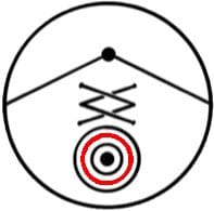 A circle with an arrow and a target in it.