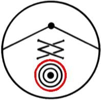 A circle with an arrow and two circles on it.