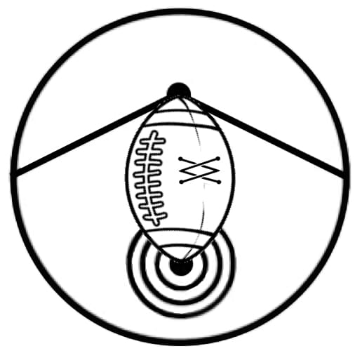 American football in a circle target.
