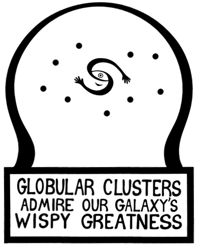 Globular Clusters are the dense balls of stars that orbit our galaxy. And a symbol of The Big Bang