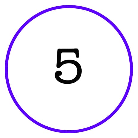 Purple circle with the number five.