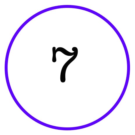 Purple circle with the number seven.